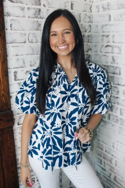 Navy U0026 White Mix Top<Allie Lynn's Boutique Best