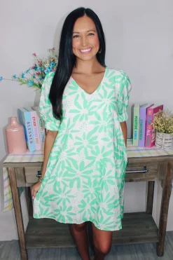 Neon Mint Mini Dress<Allie Lynn's Boutique Outlet