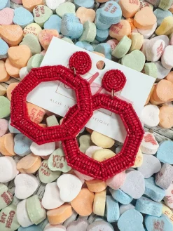 Octagon Color Pop Earrings "Red"<Allie Lynn's Boutique Clearance