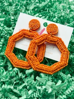 Octagon Color Pop Earrings "Orange"<Allie Lynn's Boutique Store