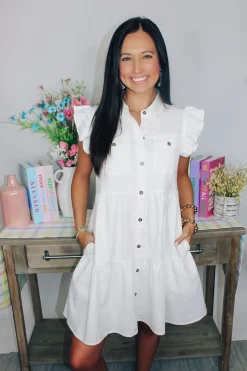 On The Town Button Down Dress<Allie Lynn's Boutique Clearance