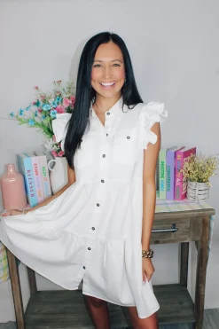 On The Town Button Down Dress<Allie Lynn's Boutique Clearance