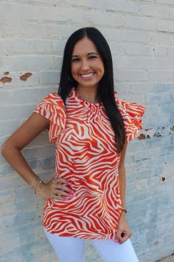 Orange Zebra Top<Allie Lynn's Boutique Online