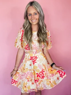 Peachy Floral Cut Out Mini Dress<Allie Lynn's Boutique Flash Sale