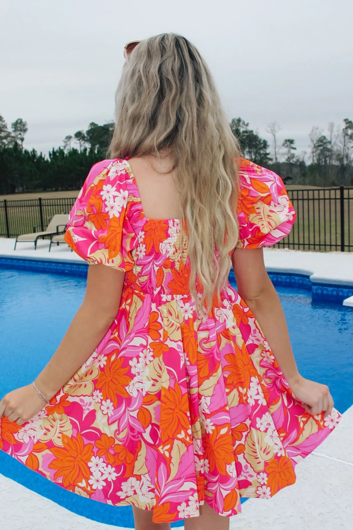 Pink/Orange Floral Printed Mini Dress<Allie Lynn's Boutique Hot