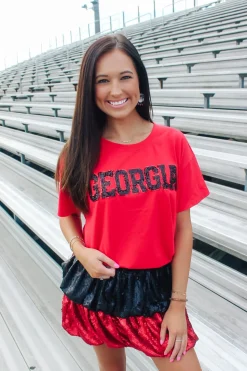 Red U0026 Black Sequin Skirt<Allie Lynn's Boutique Flash Sale