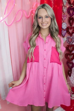 Rhinestone Color Block Dress 