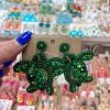 Rhinestone Seaturtle Earrings "Green"<Allie Lynn's Boutique Outlet