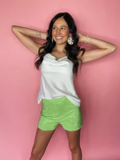 Rhinestone Zip Shorts "Lime"<Allie Lynn's Boutique Cheap