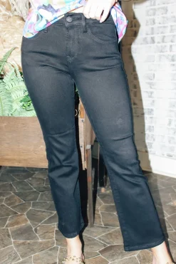 Risen Mid-Rise Ankle Bootcut Jeans "Black"<Allie Lynn's Boutique Shop