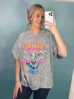 Rock N Roll World Tour Vintage Graphic Tee "Grey Denim"<Allie Lynn's Boutique Online
