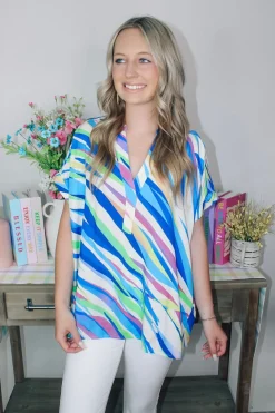 Royal Blue Abstract Top<Allie Lynn's Boutique Discount