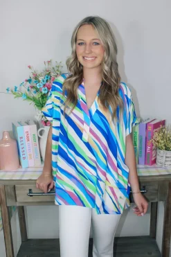Royal Blue Abstract Top<Allie Lynn's Boutique Discount