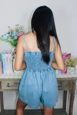 Smocked Denim Romper<Allie Lynn's Boutique Hot
