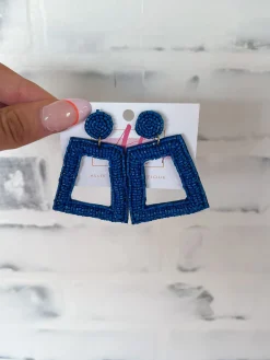 Square Color Pop Earrings "Navy"<Allie Lynn's Boutique Fashion
