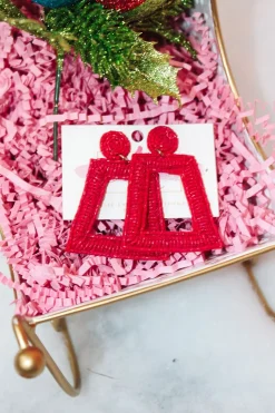 Square Color Pop Earrings "Red"<Allie Lynn's Boutique Fashion