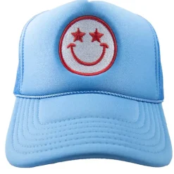 Star Eyed Happy Face Trucker Hat "Colbalt Blue"<Allie Lynn's Boutique Shop