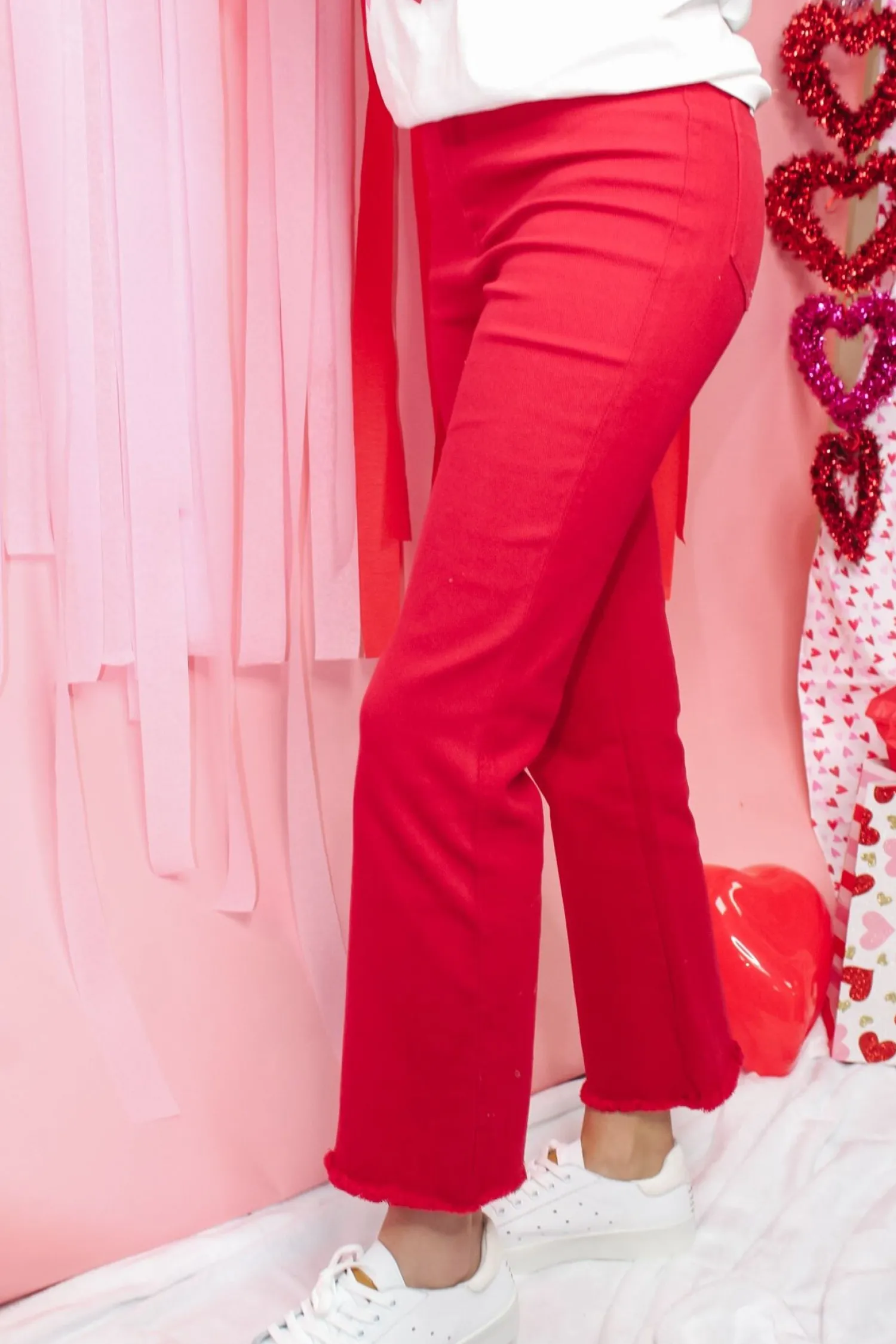 Stretchy Wide Leg Pants "Red"<Allie Lynn's Boutique Flash Sale