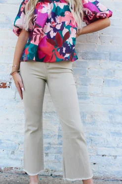 Stretchy Wide Leg Pants "Tan"<Allie Lynn's Boutique Shop
