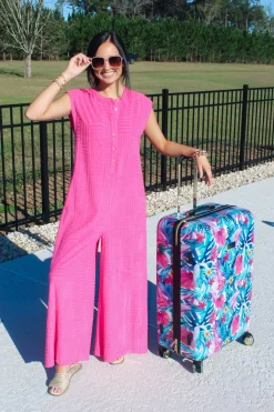 Textured Terry Sleeveless Jumpsuit 