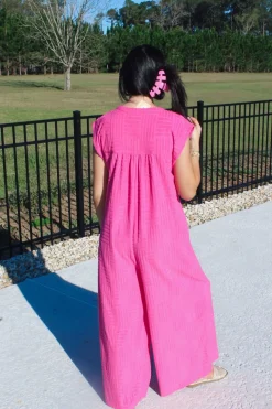 Textured Terry Sleeveless Jumpsuit 