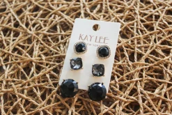 Three In One Earrings "Black Stud"<Allie Lynn's Boutique Best Sale