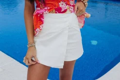 Twill Denim Skort "White"<Allie Lynn's Boutique Store