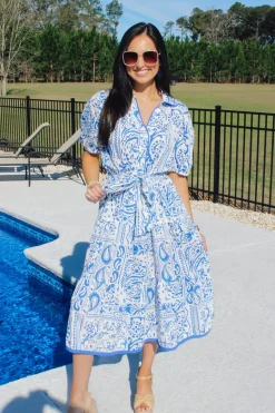 Two Tone Paisley Collared Dress<Allie Lynn's Boutique Clearance