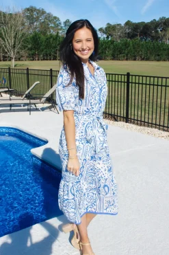 Two Tone Paisley Collared Dress<Allie Lynn's Boutique Clearance