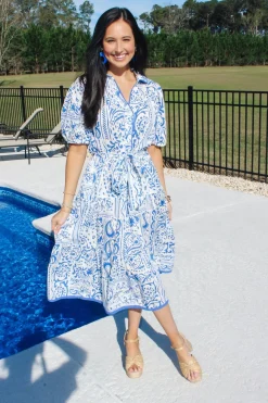 Two Tone Paisley Collared Dress<Allie Lynn's Boutique Clearance