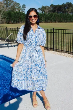 Two Tone Paisley Collared Dress<Allie Lynn's Boutique Clearance