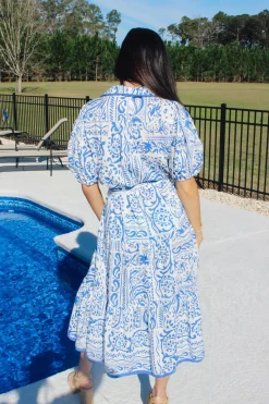 Two Tone Paisley Collared Dress<Allie Lynn's Boutique Clearance