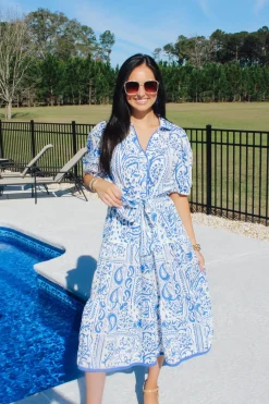 Two Tone Paisley Collared Dress<Allie Lynn's Boutique New