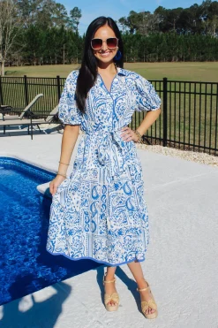 Two Tone Paisley Collared Dress<Allie Lynn's Boutique New