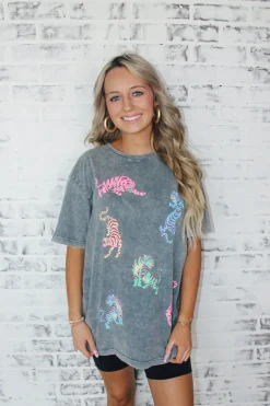 Vintage Tigers Graphic Tee "Denim"<Allie Lynn's Boutique Best Sale