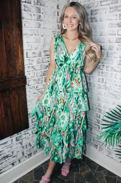 Volcano Green Maxi Dress<Allie Lynn's Boutique Best Sale