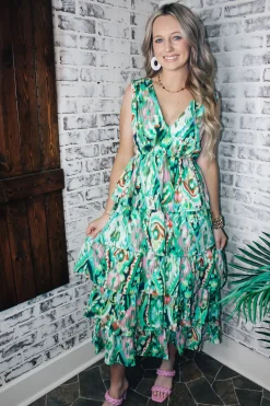 Volcano Green Maxi Dress<Allie Lynn's Boutique Best Sale