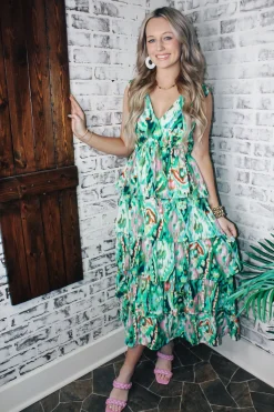 Volcano Green Maxi Dress<Allie Lynn's Boutique Sale
