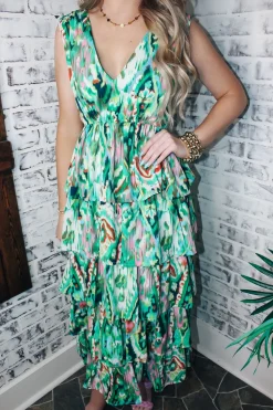 Volcano Green Maxi Dress<Allie Lynn's Boutique Sale
