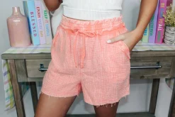 Washed Gauze Comfy Shorts "Coral"<Allie Lynn's Boutique Sale