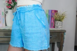 Washed Gauze Comfy Shorts "Deep Sky"<Allie Lynn's Boutique Discount